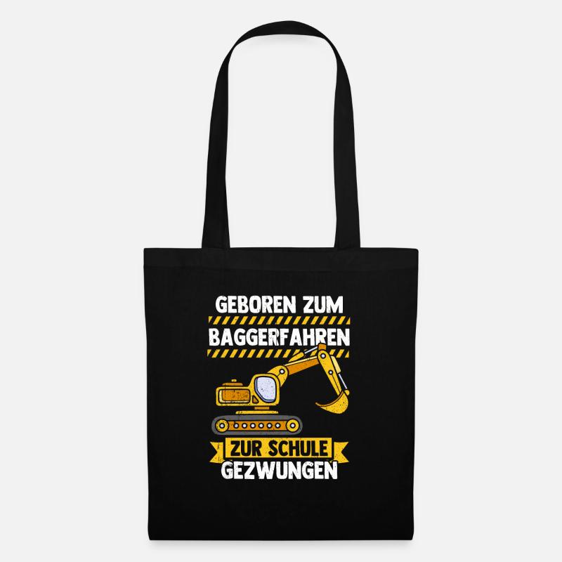 Bagger Tshirt Kinder Straßenbau Bau Bauarbeiter - Stoffbeutel - Schwarz