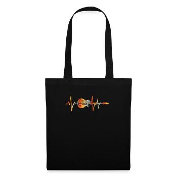 Herzschlag Gitarre Vintage - Stoffbeutel - Schwarz - Vorne