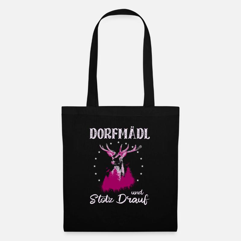 Dorfmädel Hirsch - Stoffbeutel - Schwarz