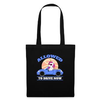 Allowed To Drive Now Driver's License Unicorn Teen - Stoffbeutel - Schwarz - Vorne