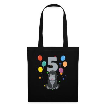 5 anniversaire anniversaire d’enfant 5 ans Gorille - Sac en tissu - noir - Devant