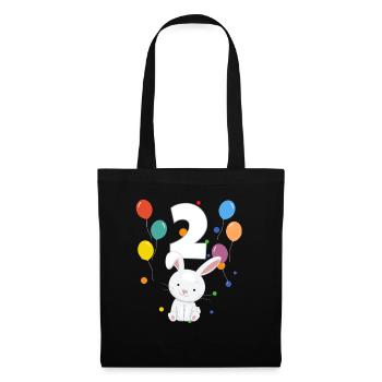 2e anniversaire anniversaire d’enfant 2 ans lapin - Sac en tissu - noir - Devant