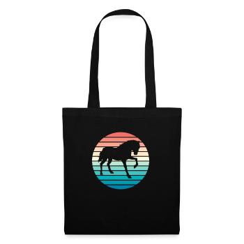 Pferd Retro Pferde Vintage Reiten Reiter - Stoffbeutel - Schwarz - Vorne