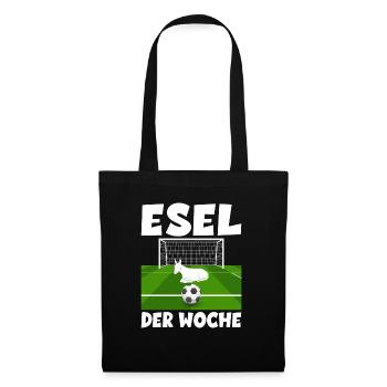 Esel der Woche Torwart Spieler und Fußball - Stoffbeutel - Schwarz - Vorne