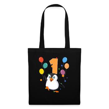 1er anniversaire anniversaire d’enfant 1 an pingouin - Sac en tissu - noir - Devant
