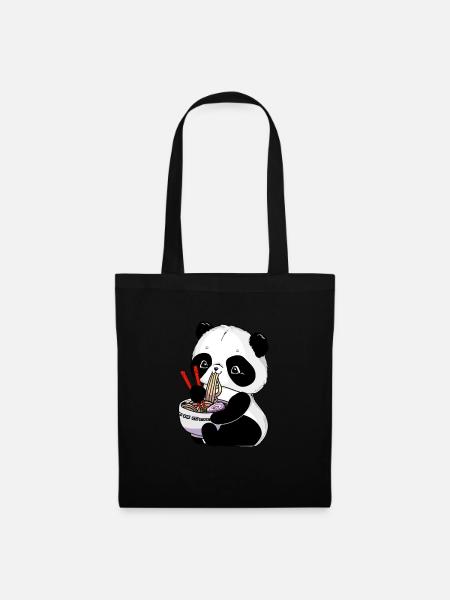 Panda Japanische Ramen Nudeln Panda - Stoffbeutel - Schwarz