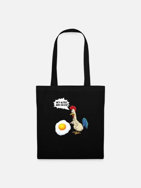 Lustiges Huhn mit Spiegelei, Sarkasmus, Hühner - Stoffbeutel - Schwarz