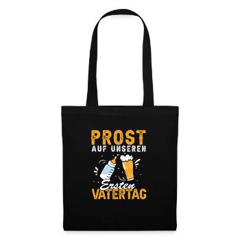 Prost Auf Unseren Ersten Vatertag Bier 1 Vatertag - Stoffbeutel - Schwarz - Vorne