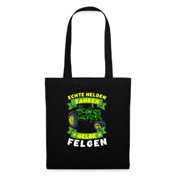 Echte Helden Fahren Gelbe Felgen - Stoffbeutel - Schwarz - Vorne