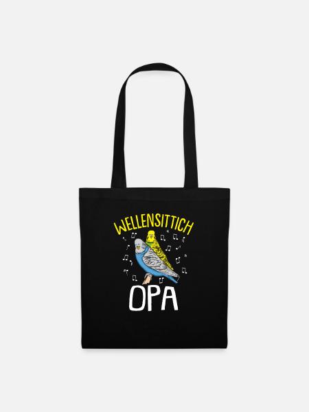 Wellensittich Opa | Wellensittich - Stoffbeutel - Schwarz