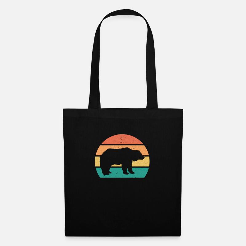 Bär Retro Bären Vintage - Stoffbeutel - Schwarz