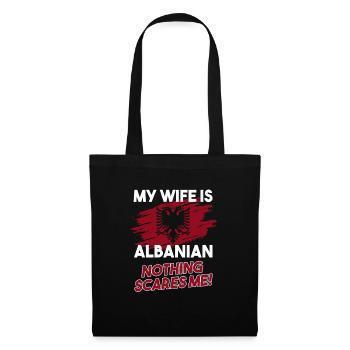 My Wife Is Albanian Flag Albanian Adler Albanien - Stoffbeutel - Schwarz - Vorne