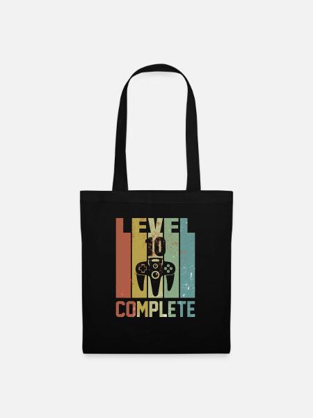 Level 10 Complete Geburtstagsshirt Jugend Geschenk - Stoffbeutel - Schwarz