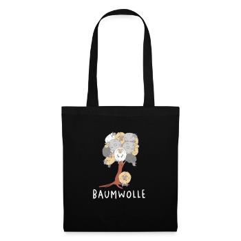Baumwolle Schafe am Baum Schaf Wortspiel - Stoffbeutel - Schwarz - Vorne