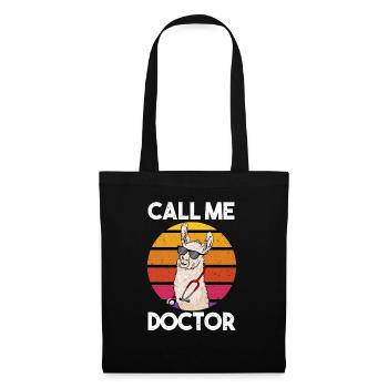 Call Me Doctor Lama Llama Doktor - Stoffbeutel - Schwarz - Vorne