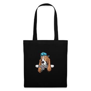 Basset Hound - Stoffbeutel - Schwarz - Vorne