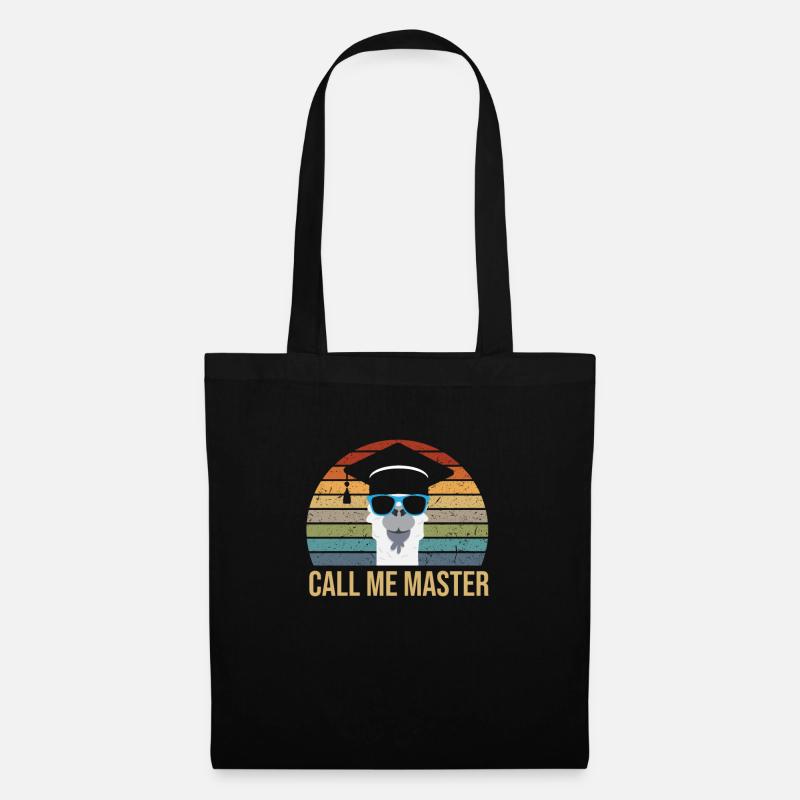 Call Me Master Lama With Glasses And Mortarboard - Stoffbeutel - Schwarz