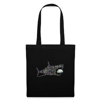 Requin poisson mange vélo vélo climat - Sac en tissu - noir - Devant