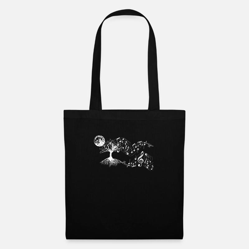Tree Moon Musical Notes Music Note Music Lover - Sac en tissu - noir
