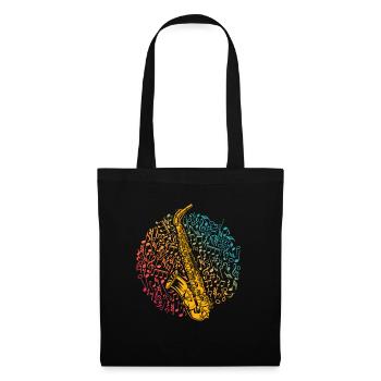 Saxophone Musical Notes Musician Jazz Saxophonist Retro - Tote Bag - black - Front