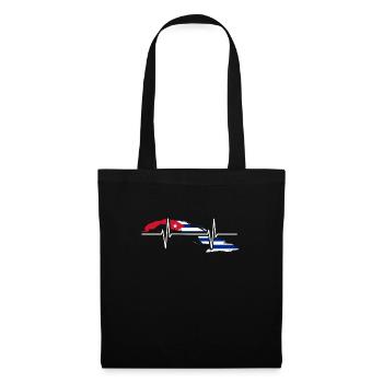Cuba Battements de coeur Drapeau Vintage Rétro Cuba - Sac en tissu - noir - Devant