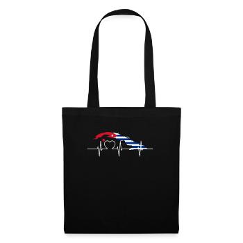Cuba Battements de coeur Drapeau Vintage Rétro Cuba - Sac en tissu - noir - Devant