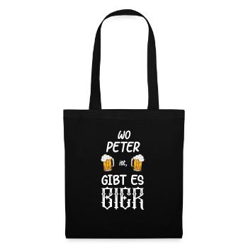 Peter Biertrinker Funny Spruch Lustiges Bier Shirt - Stoffbeutel - Schwarz - Vorne
