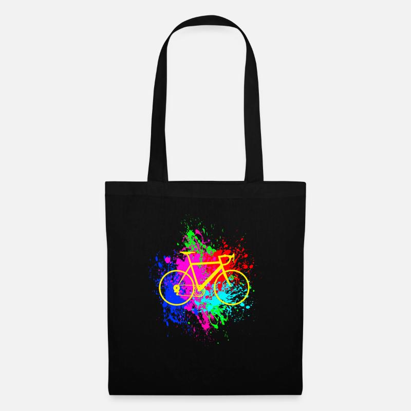 Vélo de route avec des éclaboussures colorées de couleur - Sac en tissu - noir