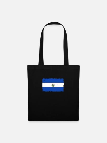 El Salvador Herzschlag Flagge Vintage El Salvador - Stoffbeutel - Schwarz