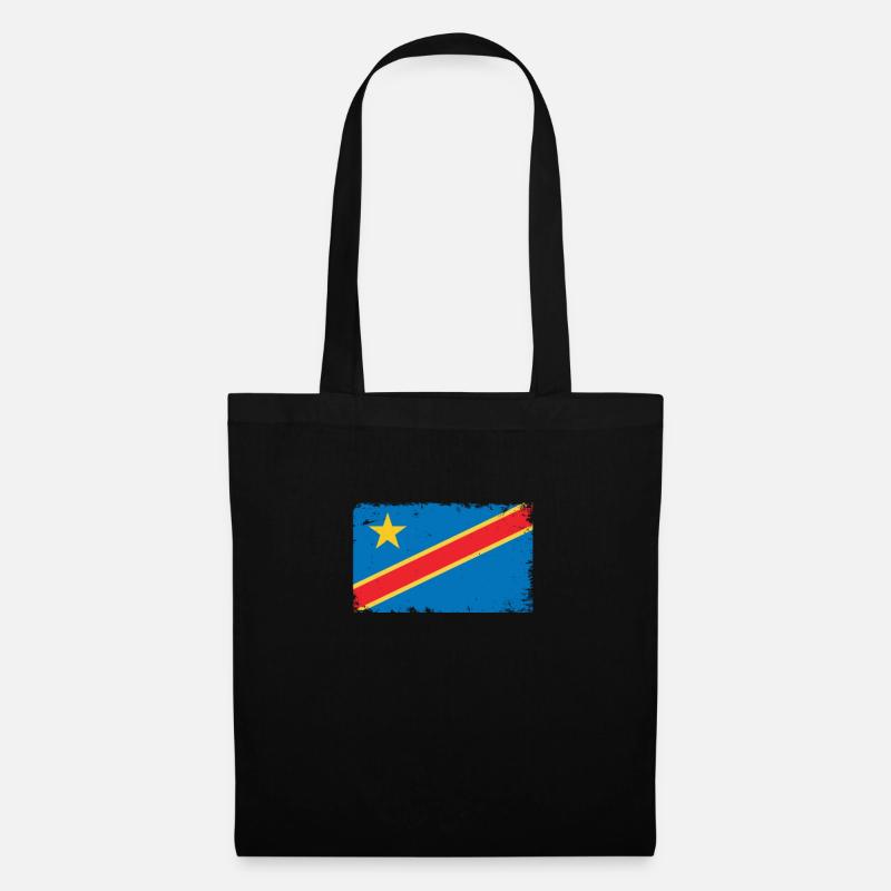 Kongo Herzschlag Flagge Vintage Kongo - Stoffbeutel - Schwarz