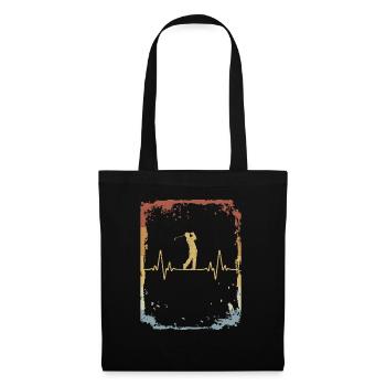 Golfer Heartbeat ECG Retro Frequency - Tote Bag - black - Front