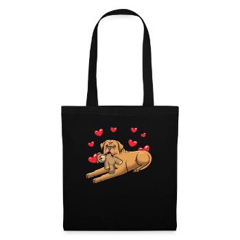 Dogue de Bordeaux Dog with Plush Toy - Tote Bag - black - Front