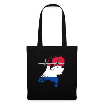 Pays-Bas Herzschlag Flagge Vintage Pays-Bas - Sac en tissu - noir - Devant