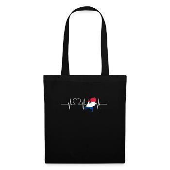 Pays-Bas Herzschlag Flagge Vintage Pays-Bas - Sac en tissu - noir - Devant