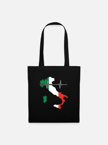 Italien Herzschlag Flagge Vintage Italien - Stoffbeutel - Schwarz