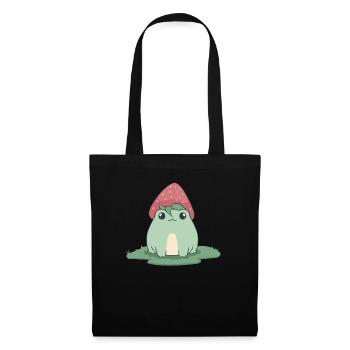 Cottagecore Aesthetic Kawaii Frog Strawberry Head - Tote Bag - black - Front