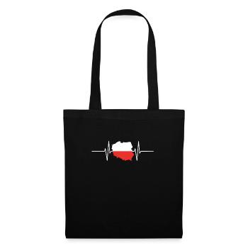 Pologne Battements de coeur Drapeau Vintage Pologne - Sac en tissu - noir - Devant