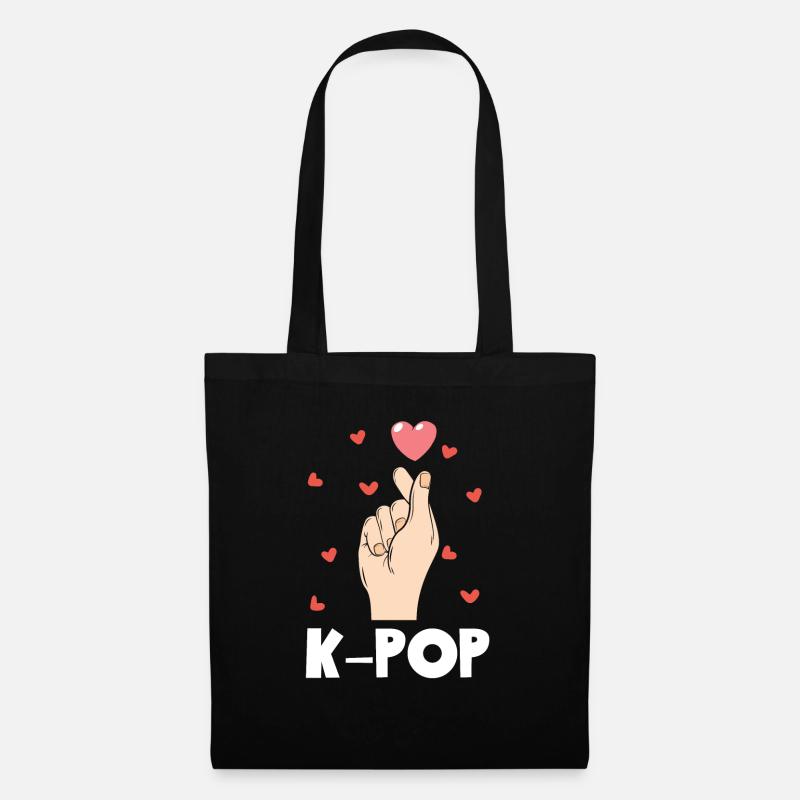 K-Pop Kpop Ich Liebe K-Pop Herz - Stoffbeutel - Schwarz