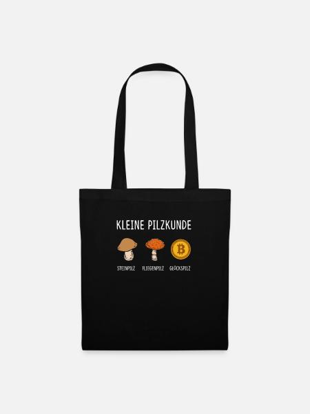 Kleine Pilzkunde Glückspilz Bitcoin Krypto - Stoffbeutel - Schwarz