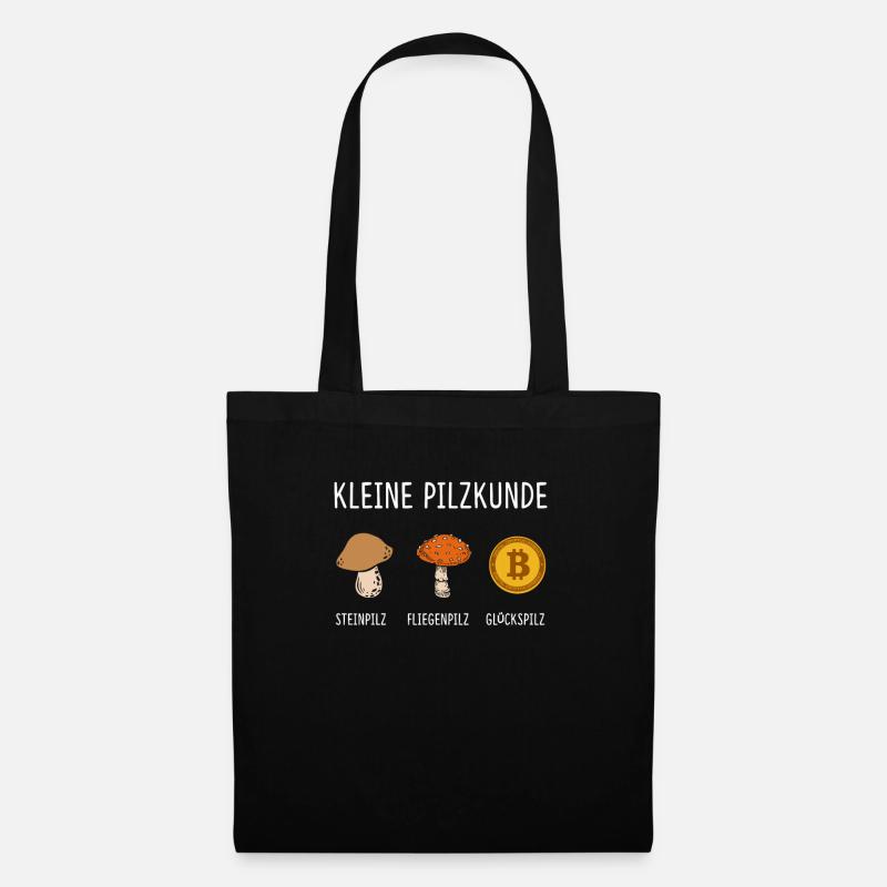 Kleine Pilzkunde Glückspilz Bitcoin Krypto - Stoffbeutel - Schwarz