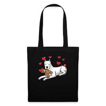 Dogo Argentino dog with plush toy and many - Tote Bag - black - Front
