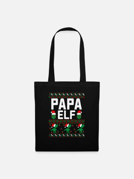 Papa Elf hässlicher Weihnachtspullover - Stoffbeutel - Schwarz
