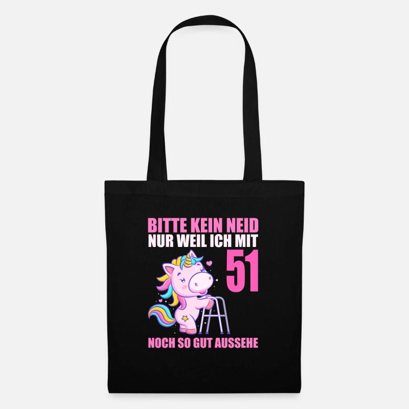 Bitte kein Neid 51 Jahre Einhorn 51. Geburtstag - Stoffbeutel - Schwarz