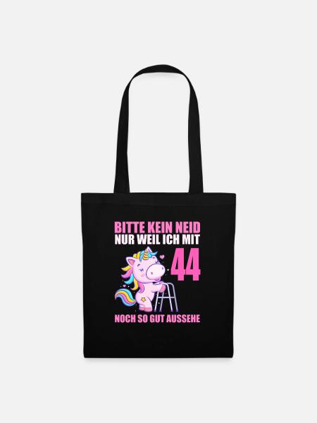 Bitte kein Neid 44 Jahre Einhorn 44. Geburtstag - Stoffbeutel - Schwarz