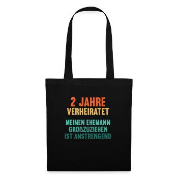2 Jahre verheiratet lustig 2. Hochzeitstag - Stoffbeutel - Schwarz - Vorne