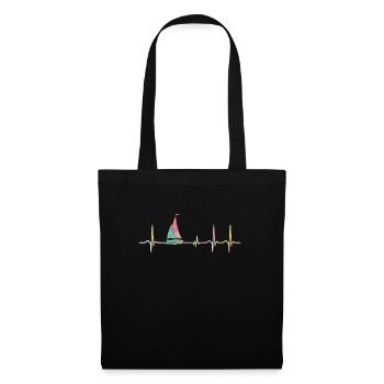 Voilier Voilier Voilier ECG Heartbeat - Sac en tissu - noir - Devant