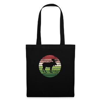 Elch Natur Landschaft Hirsch Vintage Retro Wald - Stoffbeutel - Schwarz - Vorne