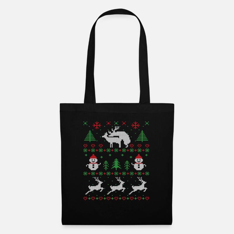 Joy Deer hässlicher Weihnachtspullover - Stoffbeutel - Schwarz
