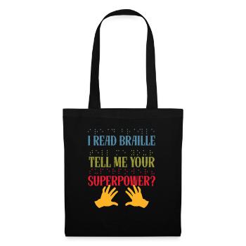 Je peux lire le braille Déficience visuelle - Sac en tissu - noir - Devant
