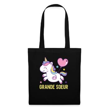 Grande sœur Licorne - Sac en tissu - noir - Devant